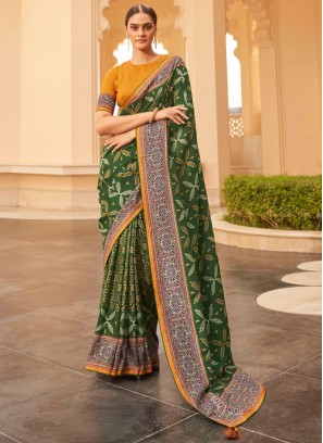 Silk Weaving Green Traditional Designer Saree