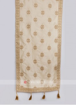 Silk Wedding Dupatta In Cream Color