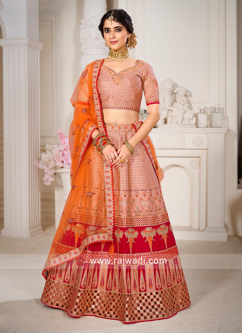 Buy Organza Indian Wear Lehenga Choli In Peach Color Online - LLCV01908 |  Andaaz Fashion