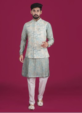Silk Wedding Wear Nehru Jacket Set