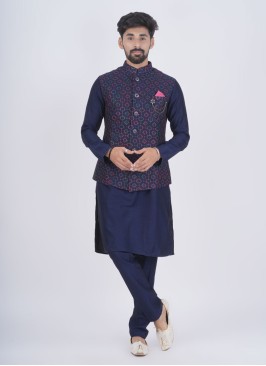 Silk Wedding Wear Nehru Jacket With Kurta