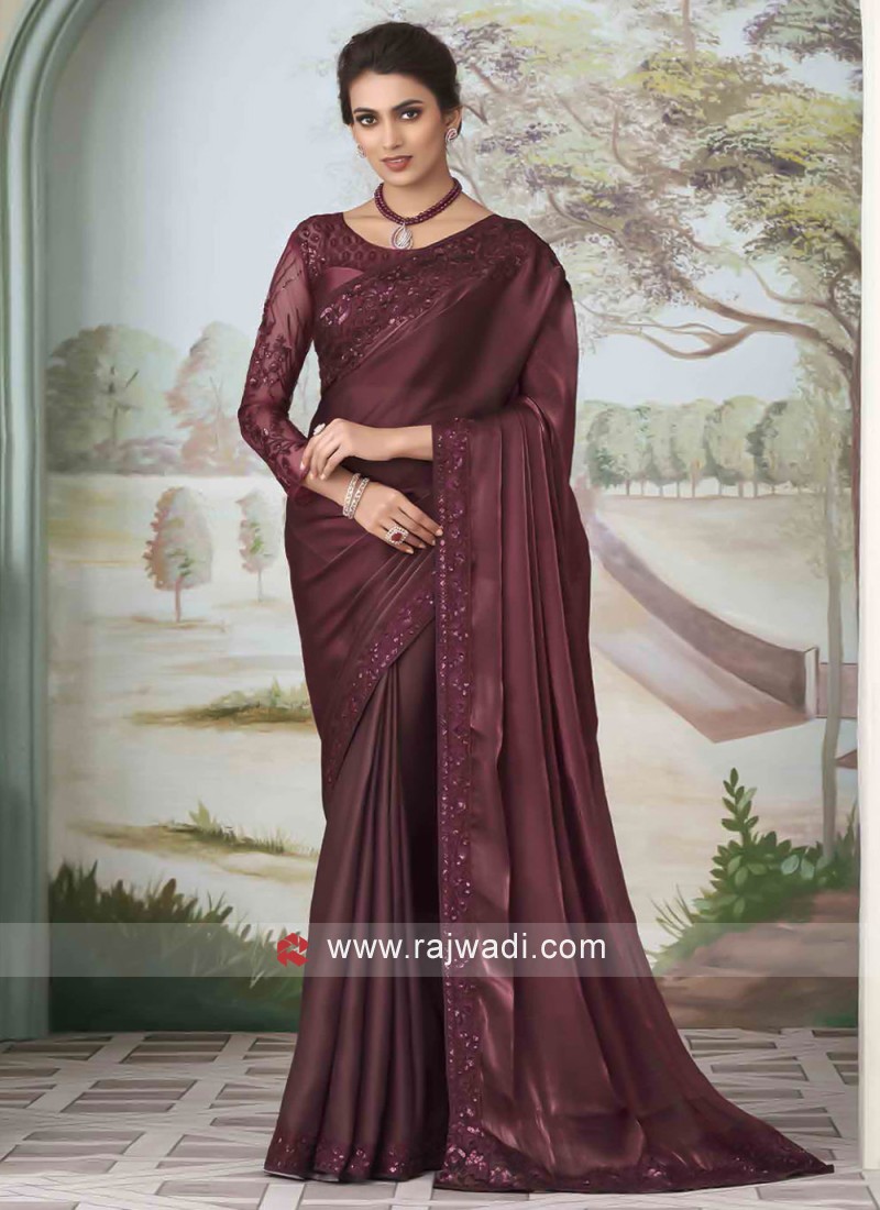 Women Sequin Work Wine Color Saree at Rs 1499/piece | सिक्विन्स वर्क साड़ी  in Kanpur | ID: 2850224604897