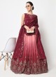 Wine Foil Print Chinon Silk A Line Lehenga Choli