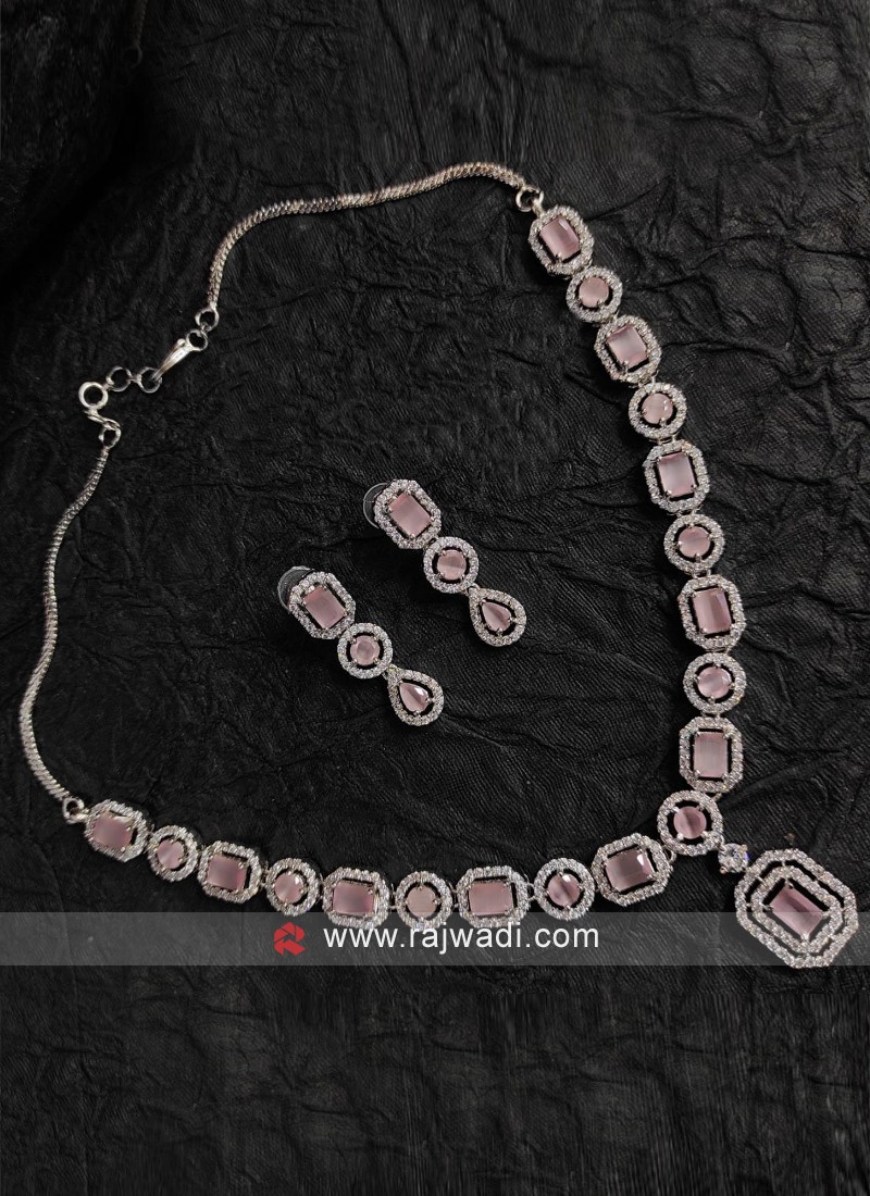 Pink american store diamond necklace