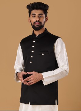 Simple And Sober Black Imported Nehru Jacket