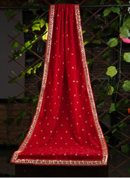 Simple And Sober Velvet Red Dupatta