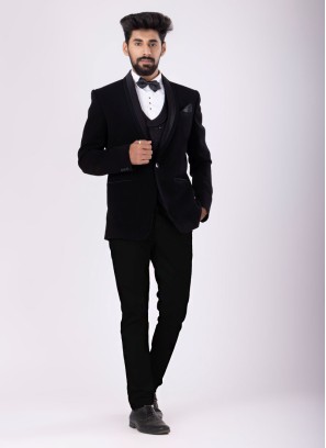 Simple Black Color Suit For Wedding