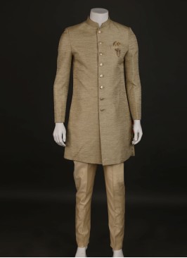 Simple Gold Color Indowestern For Mens