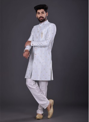 Simple Indowestern In Powder Blue Color