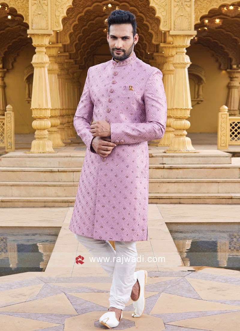 Pink sherwani best sale