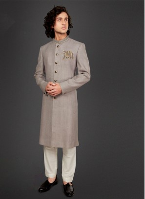 Simple & Sober Sherwani In Jute Fabric