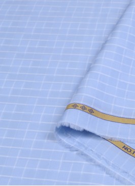 Sky Blue 100% Cotton Checks Shirt Material
