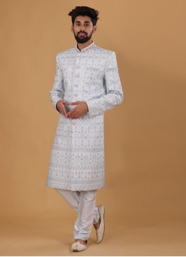 Sky Blue Designer Indowestern For Wedding