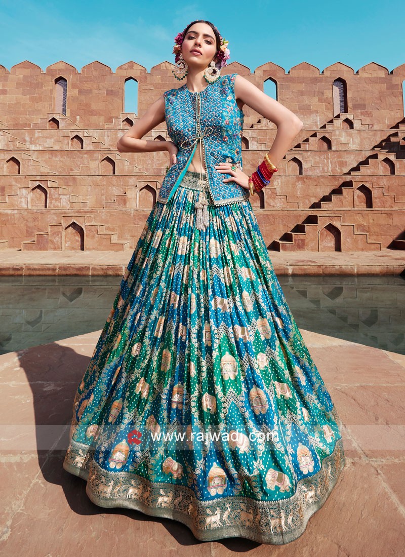 Sky Blue Floral Printed Lehenga Set Design by Label Nitika at Pernia's Pop  Up Shop 2024