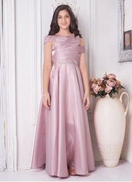 Baby Pink Satin Silk Designer Gown