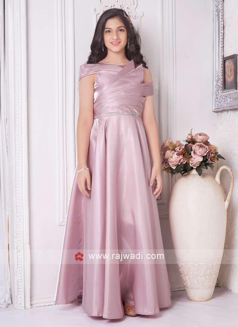 Baby Pink Satin Silk Designer Gown
