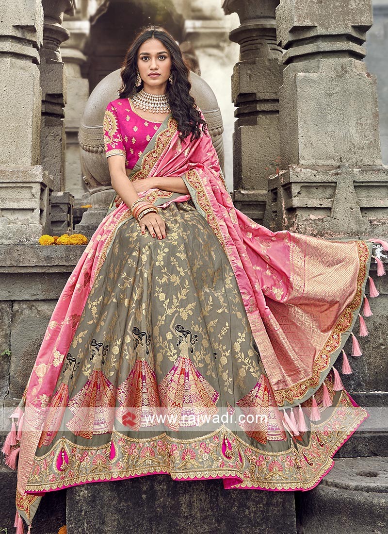 Buy Vajiba Women Pink, Grey Self Design Net Semi Stitched Lehenga Choli  Online at Best Prices in India - JioMart.