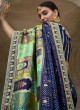 Blue Silk Designer Saree with Zari Pallu