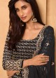 Snazzy Embroidered Black Faux Georgette Designer Pakistani Salwar Suit