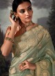 Pista Green Organaza Saree With Unstitched Blouse