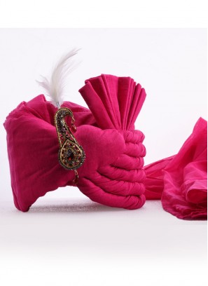 Solid Deep Pink Art Silk Turban