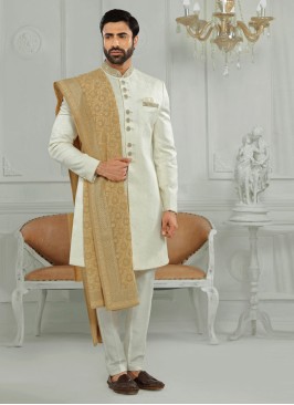 Solid Off White Color INdowestern For Mens