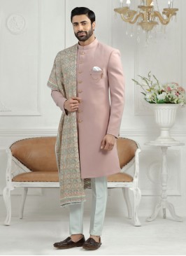 Solid PInk Color Indowestern For Wedding