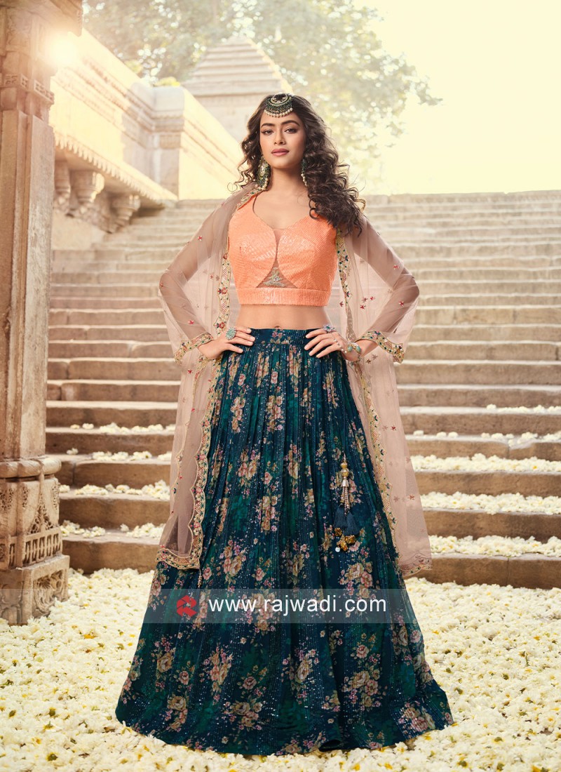 Light Orange Party Wear Peach Elegant Lehenga Choli, 2.25 Meter at Rs 3500  in Surat