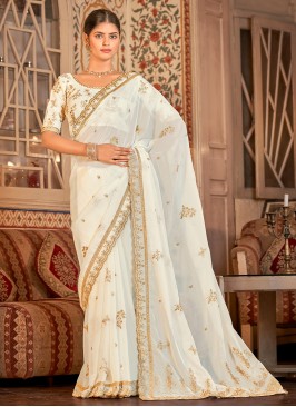 White Organza Contemporary Saree