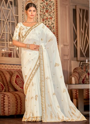 White Organza Contemporary Saree