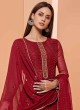 Sorcerous Faux Georgette Red Designer Pakistani Suit