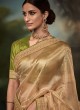 Designer Gold Organza Zari Embellished Saree