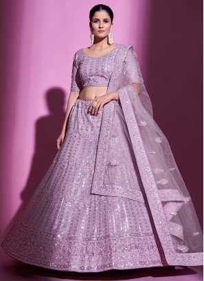 Gorgeous Lavender Sequins Embellished Net Lehenga Choli