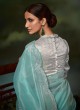 Two Tone Color Organza Saree With Embroidered Border
