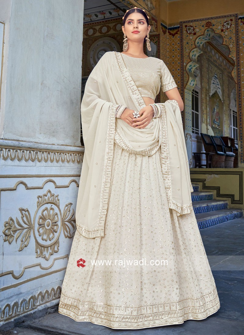 Buy Off White Banglory Silk Lehenga Choli (NWG-1221) Online