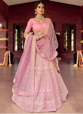 Staggering Pink Resham Lehenga Choli