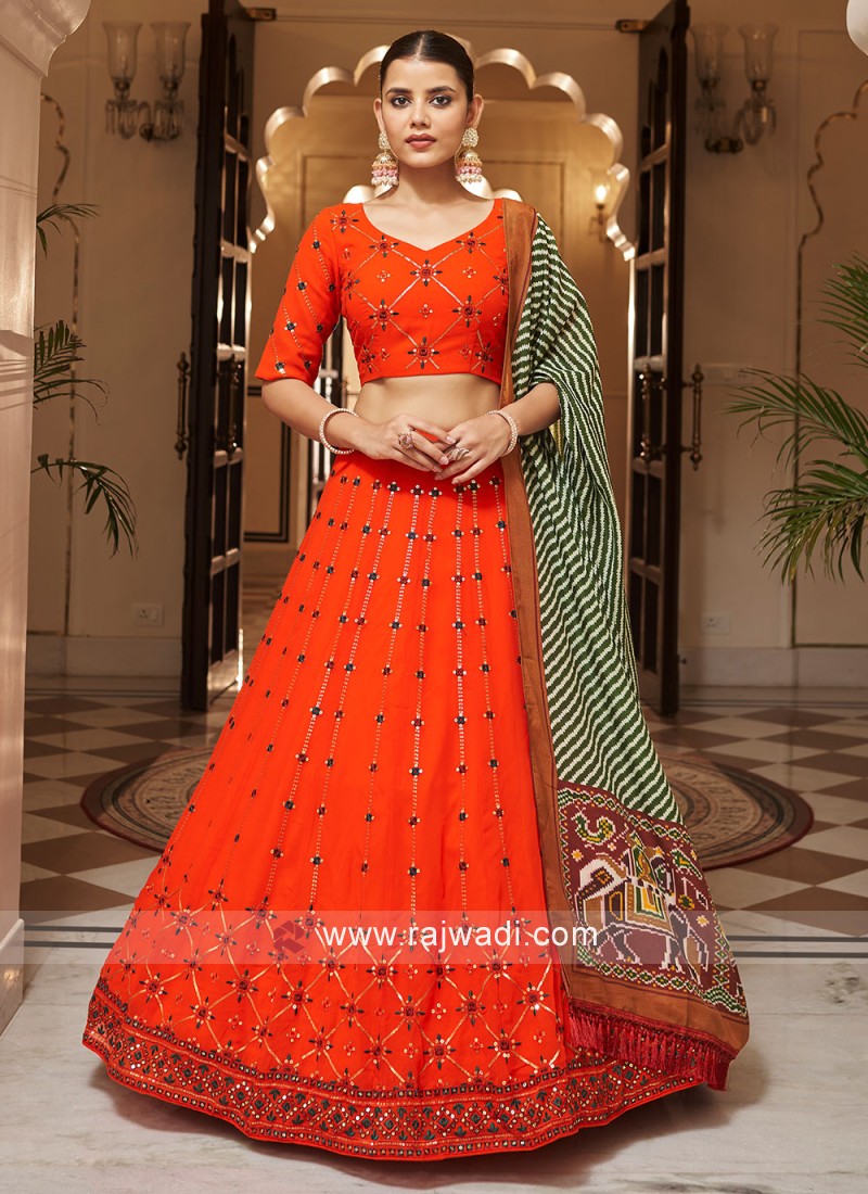 Lovely Premium Quality Multi Color Pure Silk Lehenga and Green Blouse –  Sulbha Fashions