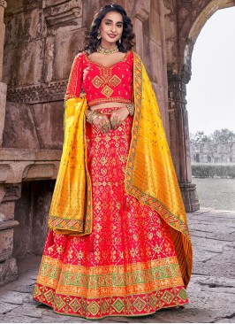 Deep Pink Banarasi Silk Wedding Lehenga Choli