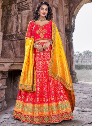 Deep Pink Banarasi Silk Wedding Lehenga Choli