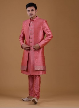 Stone Work Pink Color Indowestern