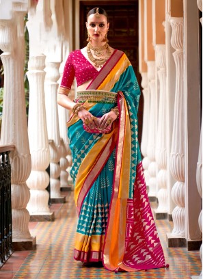 Multi-colored Patola Printed Silk Saree