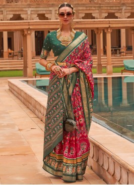 Red and Green Traditional Patola Silk Saree
