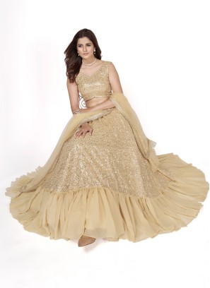 Striking Cream Sequins Embellished Lehenga Choli