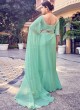 Striking Sea Green Organza Designer Saree With Embroidered Blouse