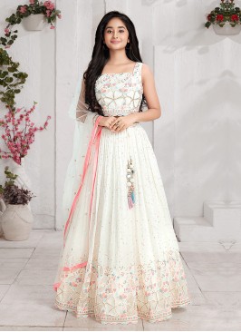 Striking Off White Sequins Embroidered Lehenga Choli