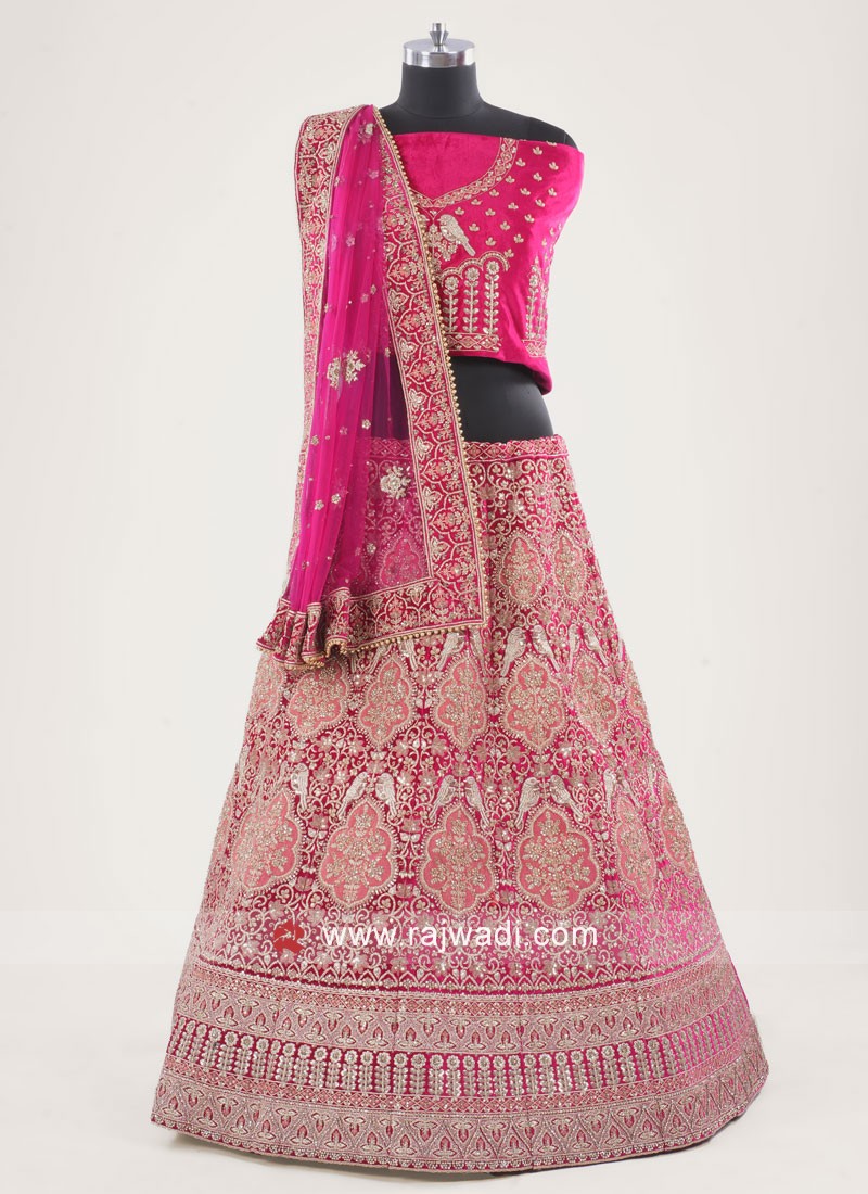 Buy Rani Pink Organza Bridal Lehenga Choli Set | Appelle Fashion