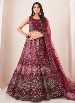 Gorgeous Pink and Maroon Silk Bridal Lehenga Choli