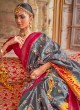 Stunning Mirror Grey Patola Silk  Traditional Saree