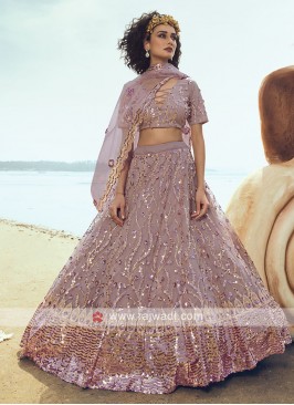 Stunning Net Lehenga Choli In Lilac