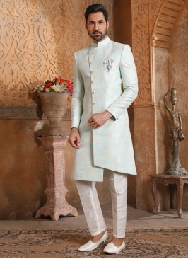 Stunning Powder Blue And Off White Indowestern Set